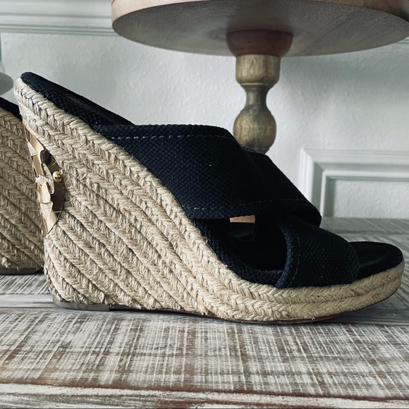 Tory Burch Shoes - Tory Burch 'Kristen' Black Espadrille Wedge